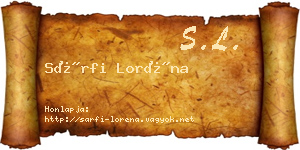 Sárfi Loréna névjegykártya